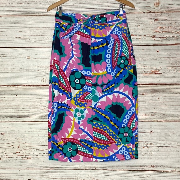 J Crew Tie Back Tulip Hem Skirt in Ratti Kaleidoscope Floral Sz 2 - Picture 9 of 16